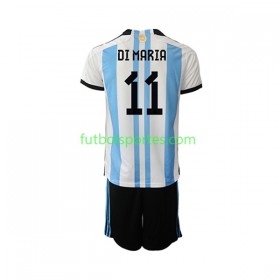 Camiseta Argentina Di Maria 11 Niño Primera Equipación Copa Mundo 2022